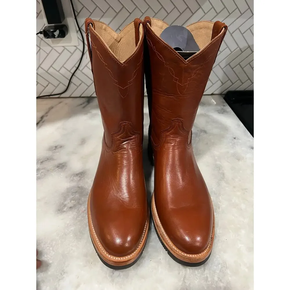 Lucchese Men’s Cognac Cowhide Ranch Hand Roper Boots 2031 Size 11.5D Mexico - Picture 12 of 16